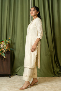 Ivory Schiffli Kurta Palazzo Set - Side View