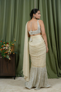 Silver sequin lehenga skirt detail close-up