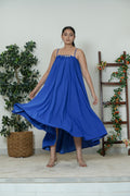 Royal Blue Pearl Embellished Flare Dress