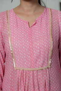 Pink Bandhani Kurta Set with Dhoti Salwar