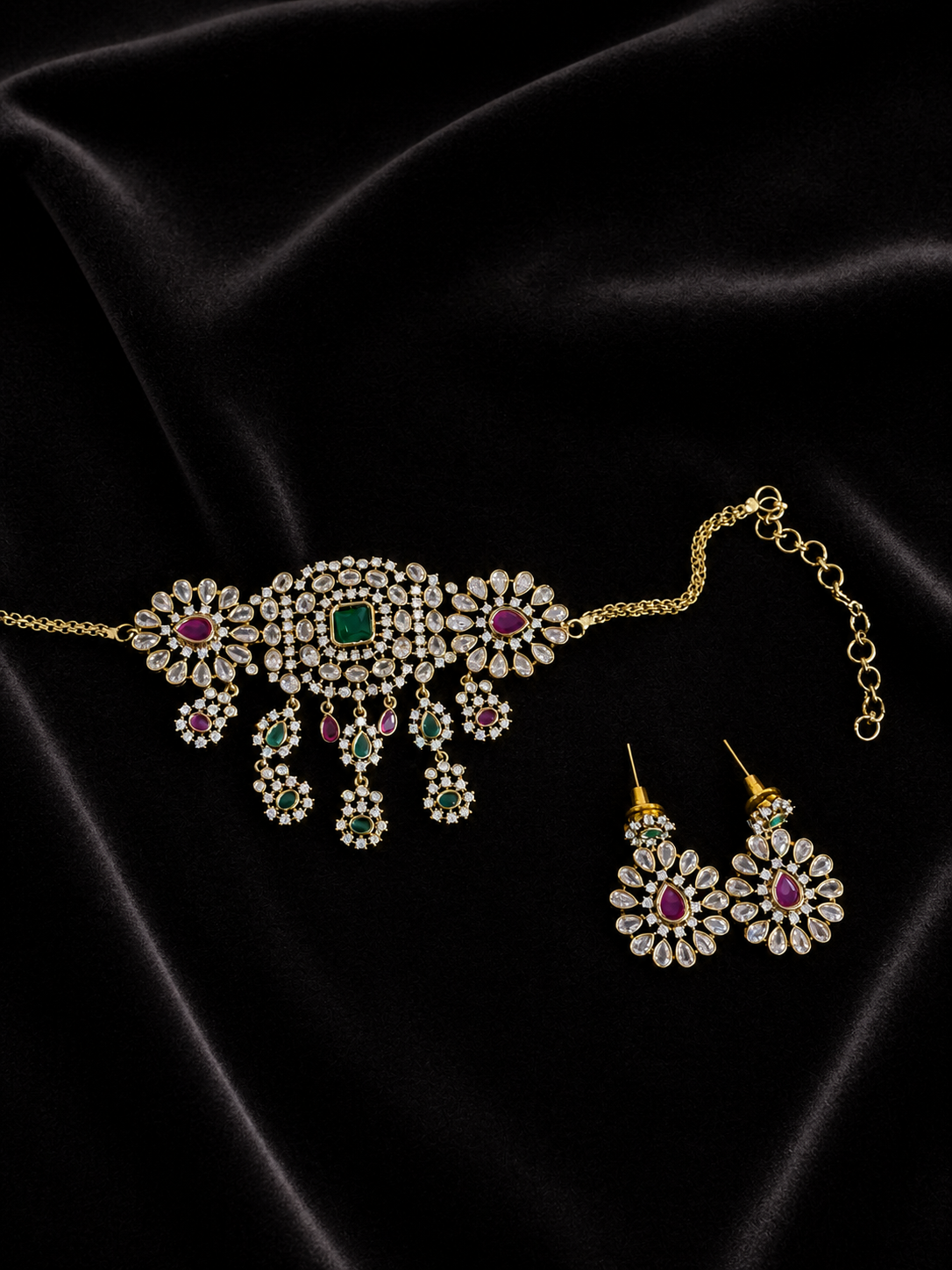 Kundan Choker Necklace Set with Earrings