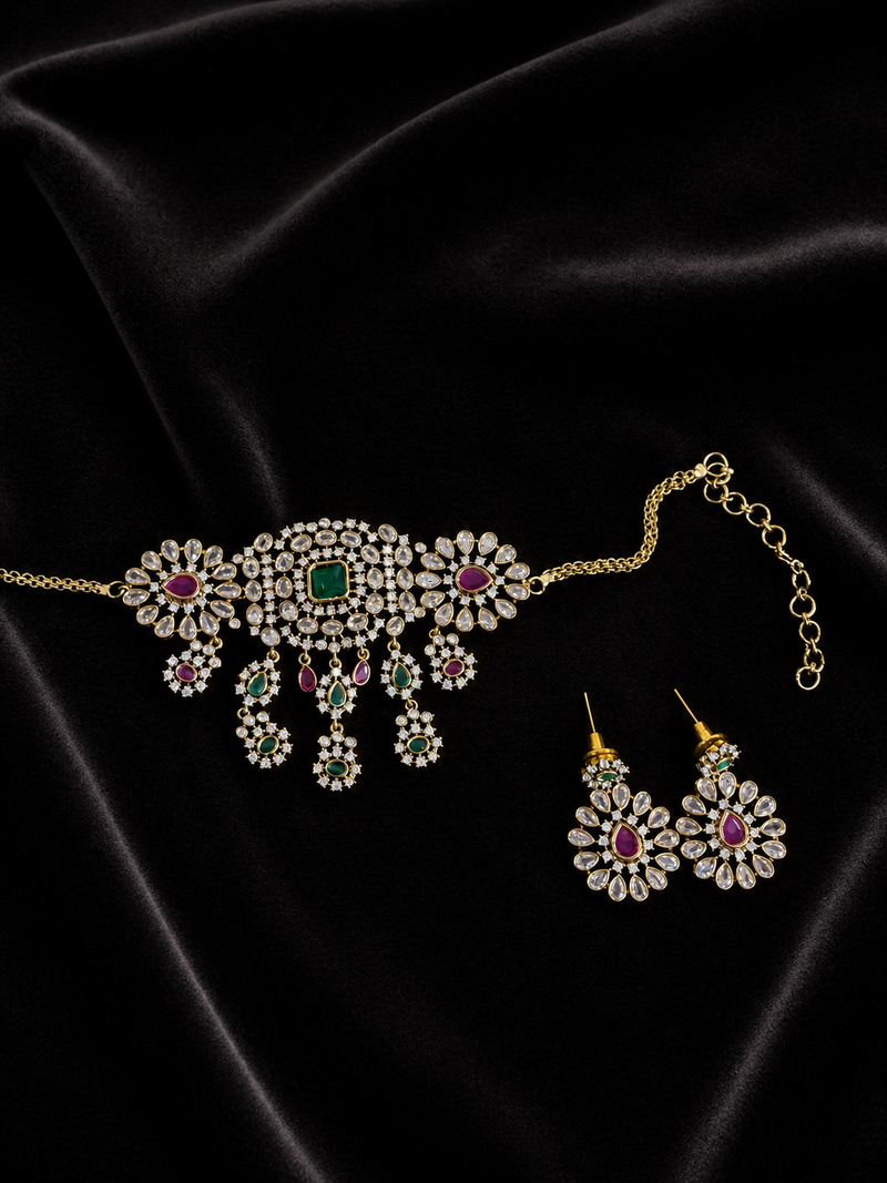 Kundan Choker Necklace Set with Earrings