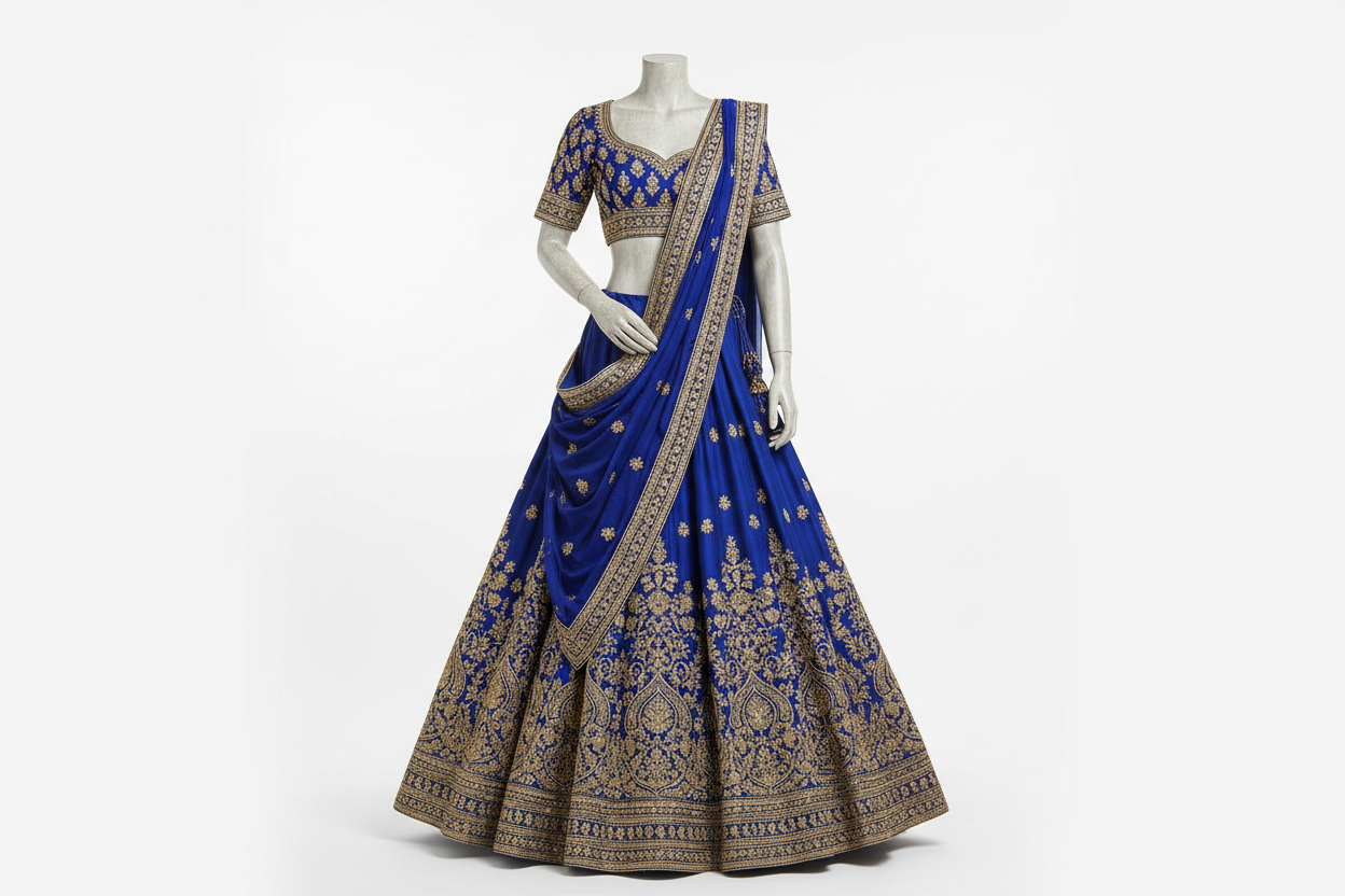 Blue Lehenga Front