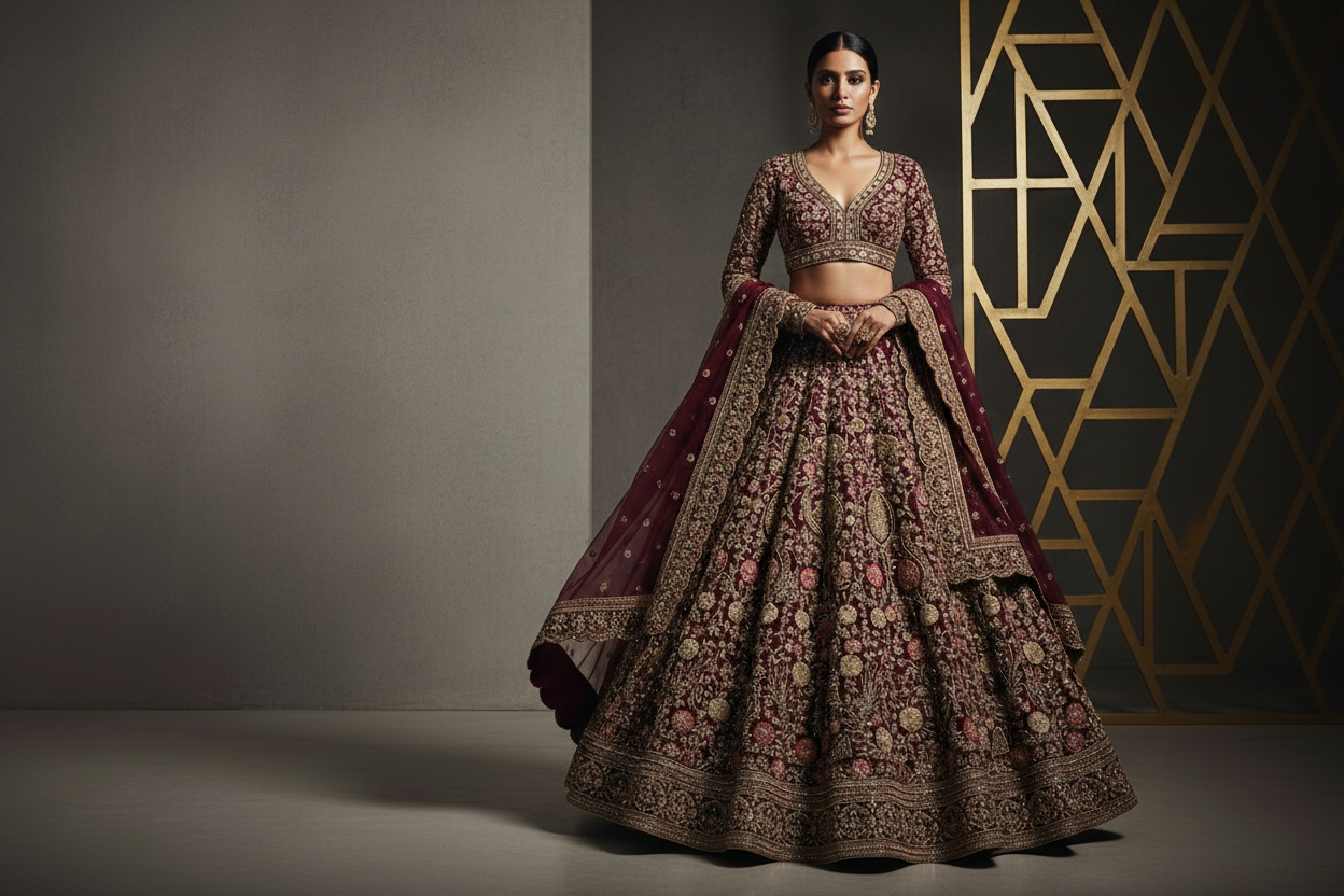 Burgundy Bridal Lehenga Hero Banner
