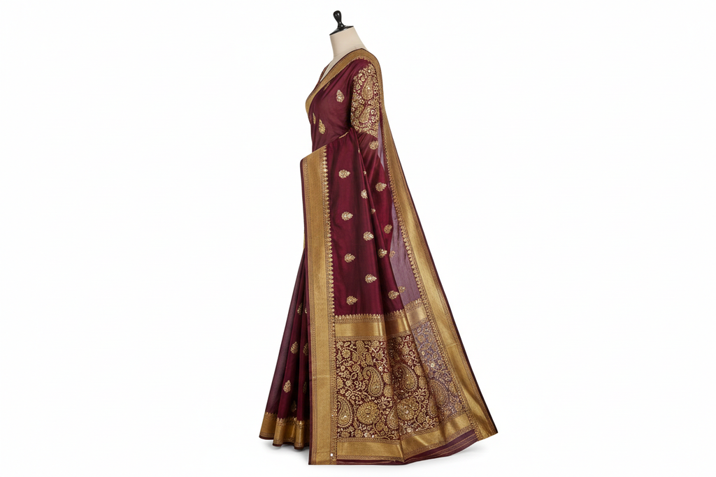 Burgundy Saree Side