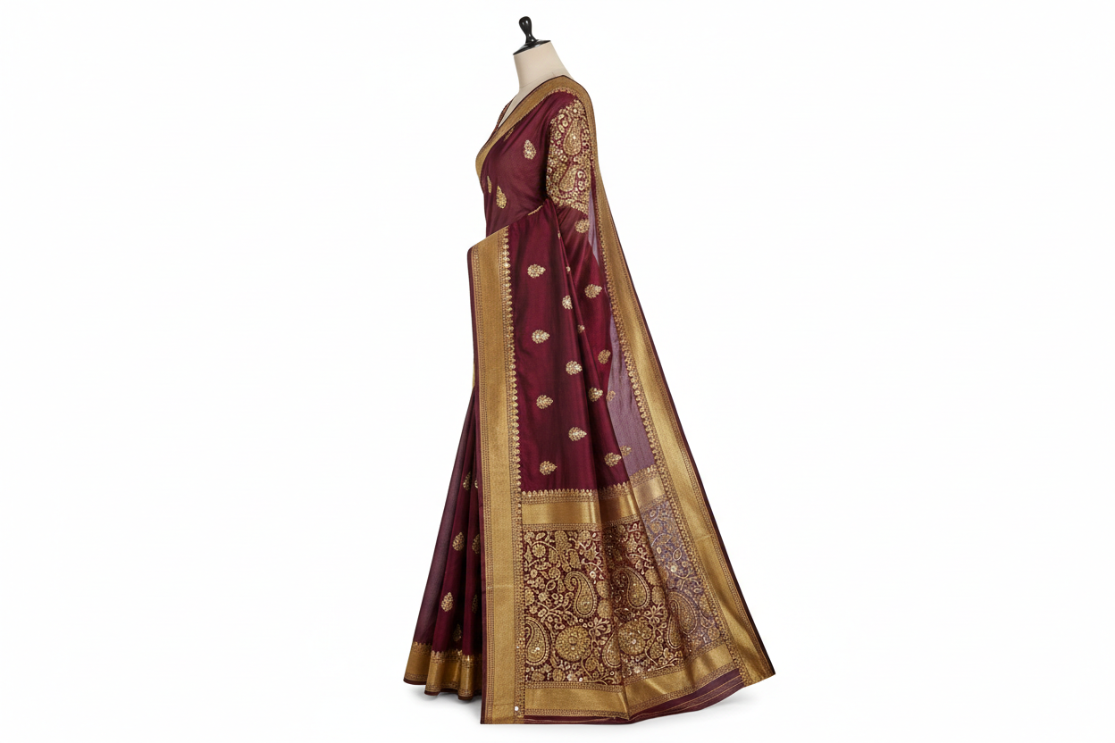 Burgundy Saree Side