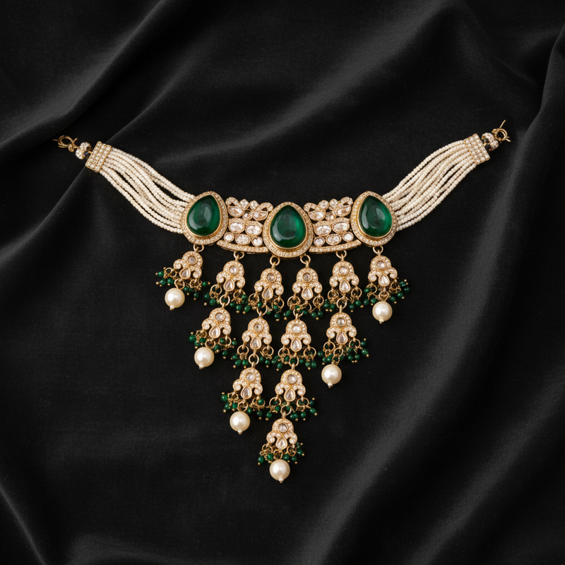 Emerald Pearl Statement Necklace