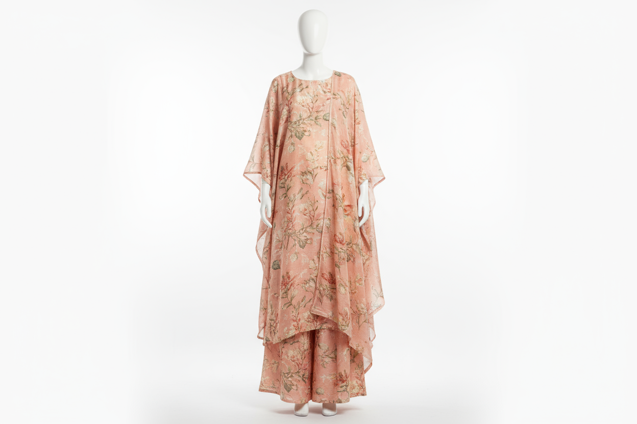Peach Floral Palazzo Suit with Dupatta